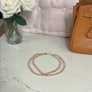 Elegant J CREW Pink and Gold Pearl Necklace